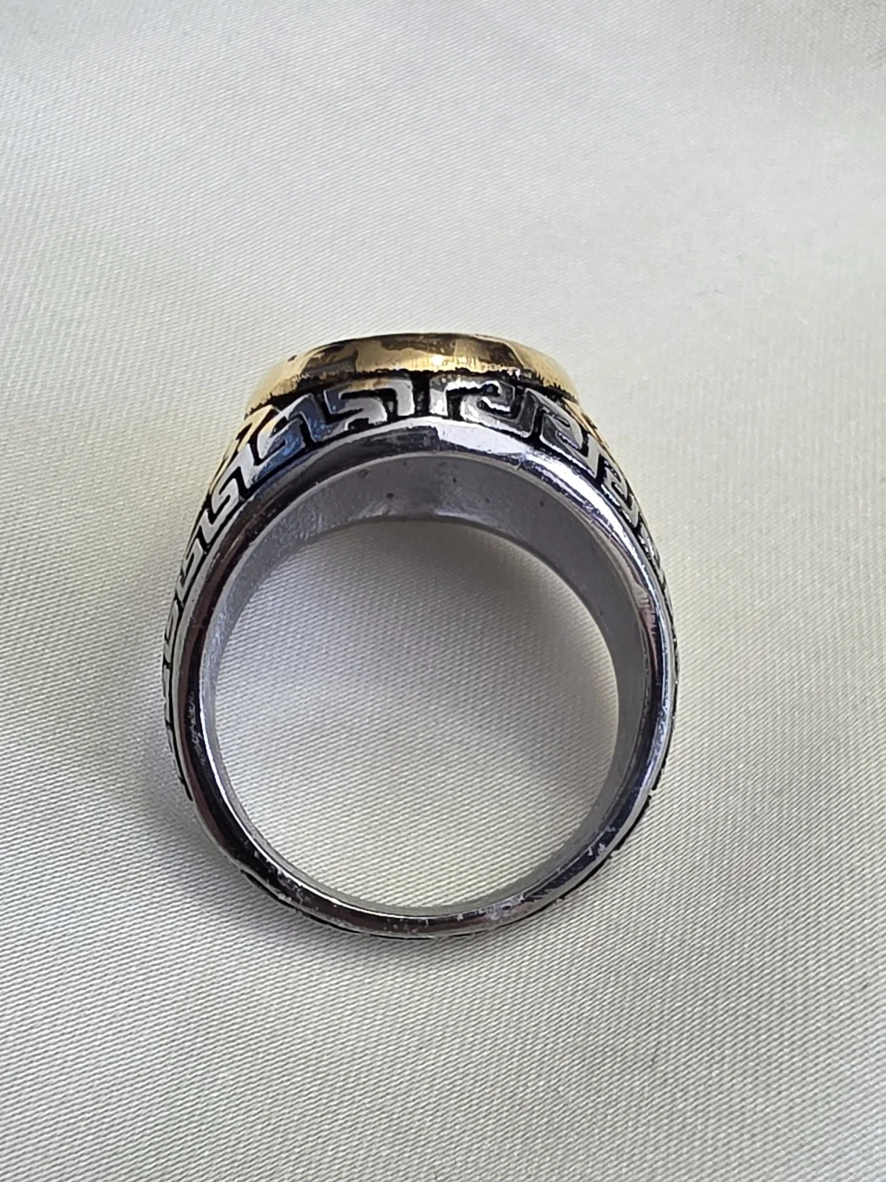 Men's Grey Austrian Crystal Black Oxidized Ion Plated YG & Stainless Steel Ring